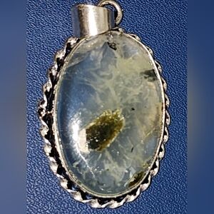 Prehnite Oval Pendant Necklace 925 Sterling